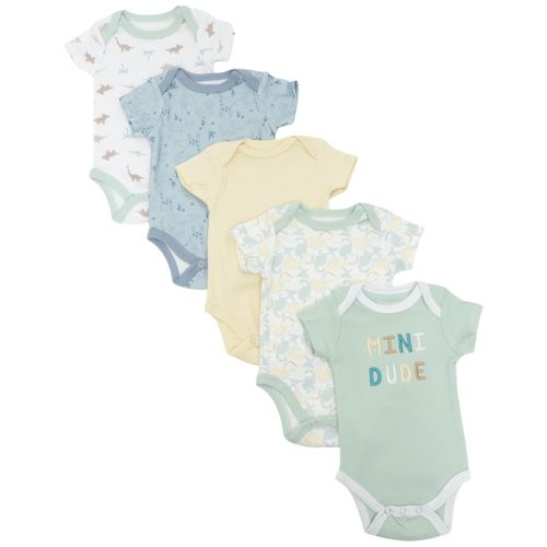 Set de 5 mamelucos multicolor con estampado para bebé niño