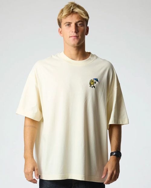 Camiseta Blue banana boxy fit ivory con estampado "Sunshine" para hombre