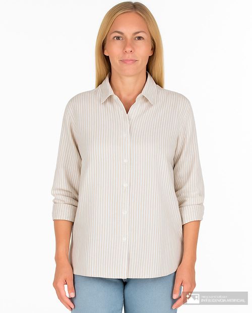 Blusa Nicolle camisera rayada manga roll up para mujer
