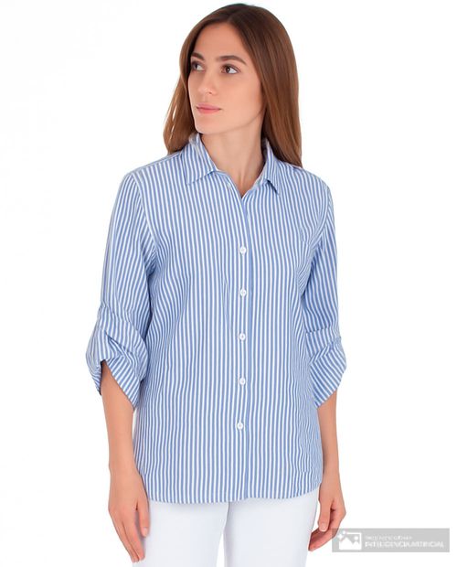 Blusa Nicolle camisera rayada manga roll up para mujer