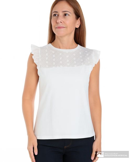 Blusa Nicolle casual blanca manga corta para mujer