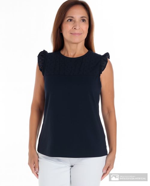 Blusa Nicolle casual azul manga corta para mujer