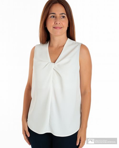 Blusa Nicolle formal blanca sin mangas para mujer
