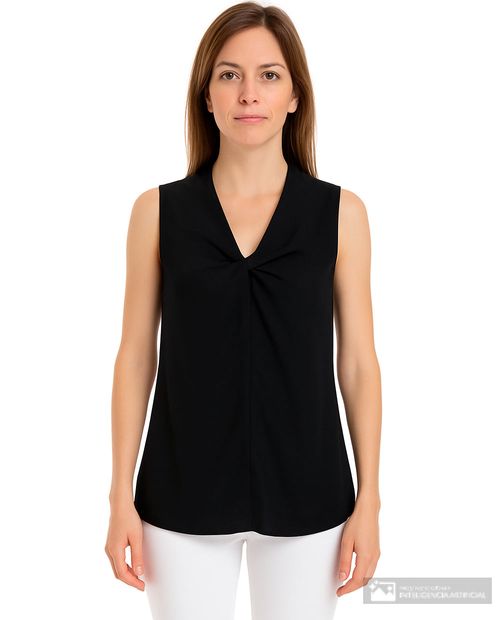 Blusa Nicolle formal negra sin mangas para mujer