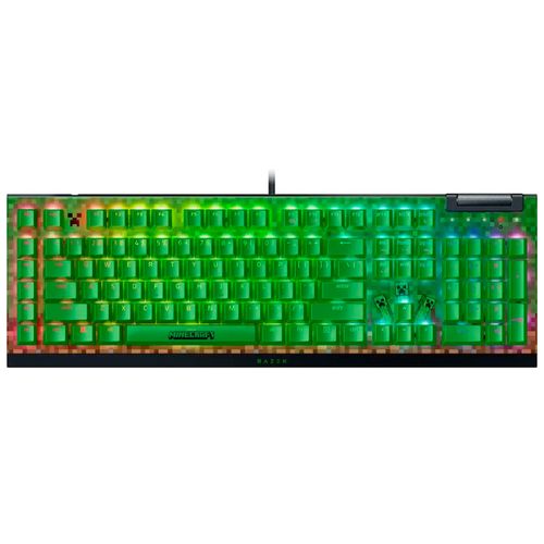 Teclado cableado mecánico gaming Razer Black Widow V4 X Minecraft