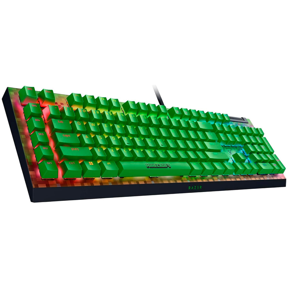 Teclado cableado mecánico gaming Razer Black Widow V4 X Minecraft ...