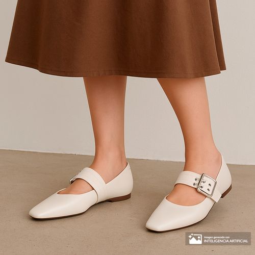 Zapato casual Mary Jane Orange color blanco para mujer