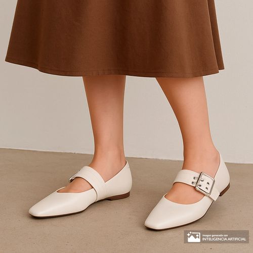 Zapato casual Mary Jane Orange color blanco para mujer