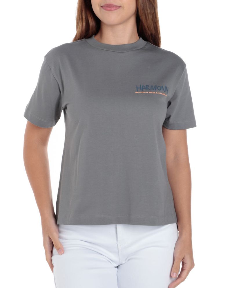 104963814-Camiseta Orange gris de manga corta para mujer