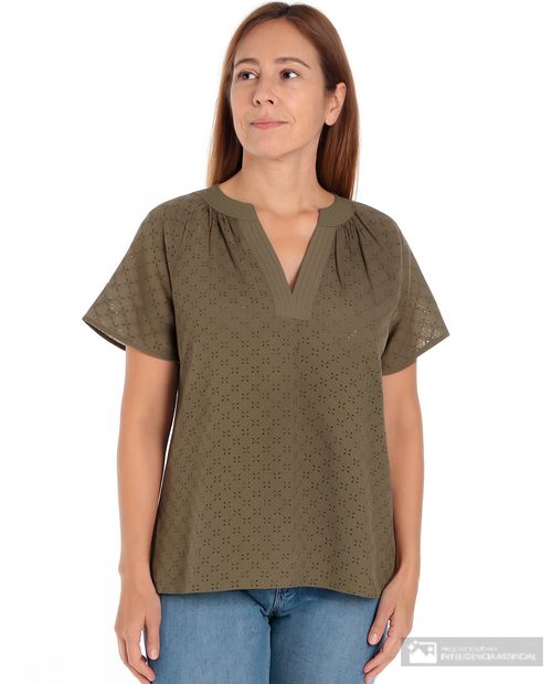Blusa Nicolle casual verde manga corta para mujer