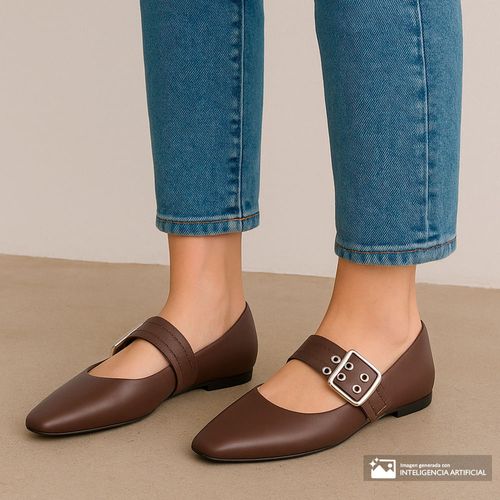 Zapato casual Mary Jane Orange color café para mujer