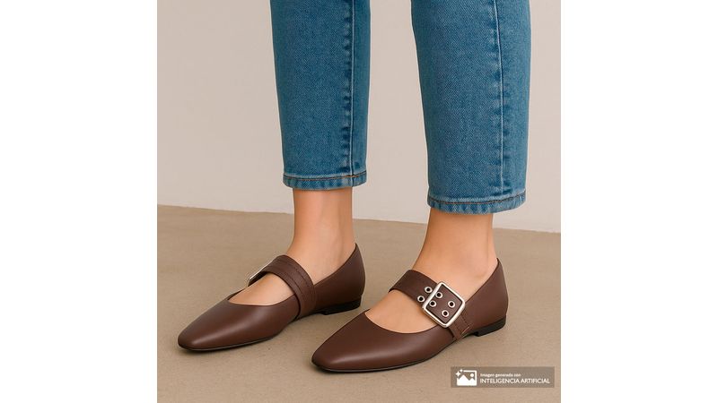 Zapato casual Mary Jane Orange color café para mujer