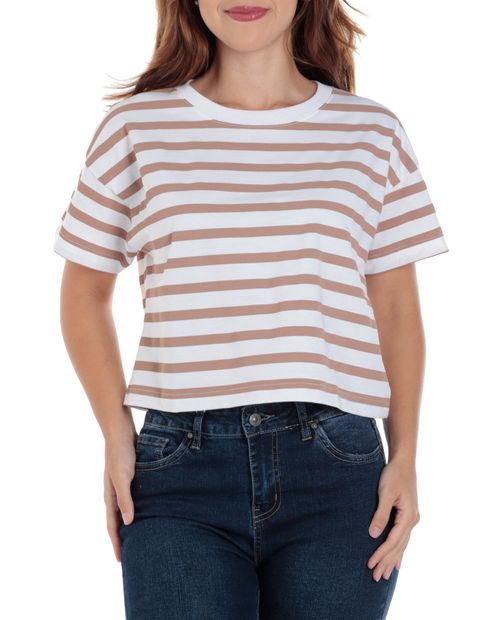 Camiseta Orange rayada manga corta para mujer