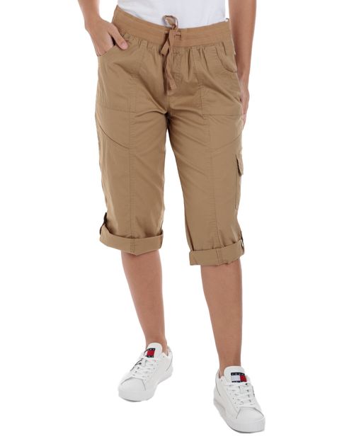 Pantalón Dash capri khaki de cintura alta para mujer