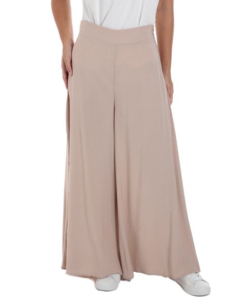 Pantalón Sabrina wide leg beige de cintura alta para mujer