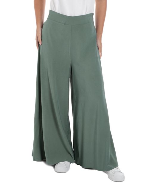 Pantalón Sabrina wide leg verde de cintura alta para mujer