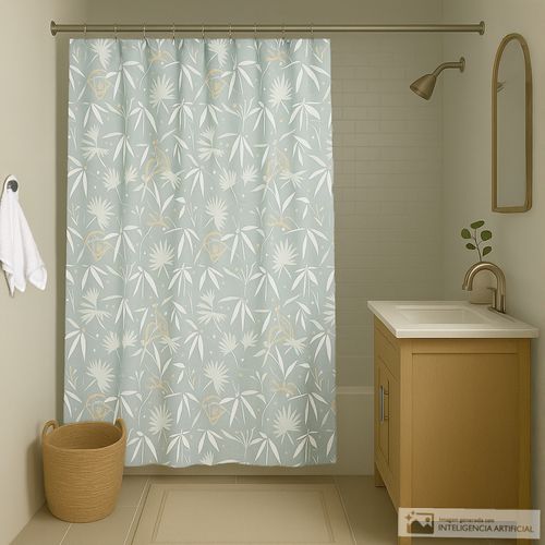 Cortina de poliéster estampada para baño + forro 178x183 cm