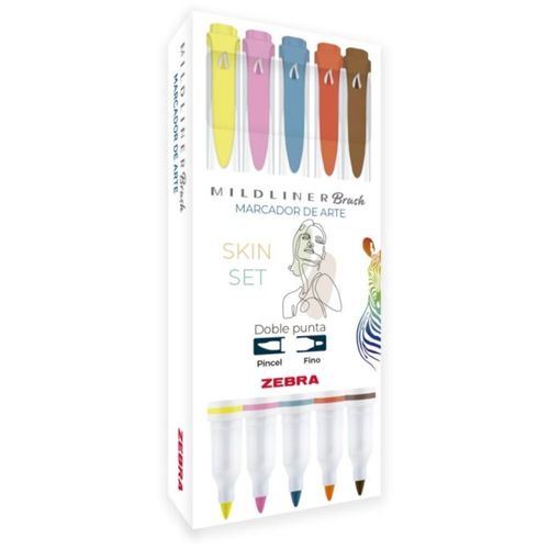 Zebra Plumón brush pen skin set Estuche 5 pzas