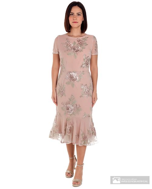 Vestido R&M Richards midi manga corta para mujer