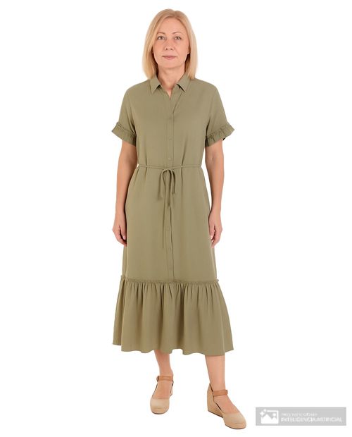 Vestido Sabrina shirt dress verde manga corta para mujer
