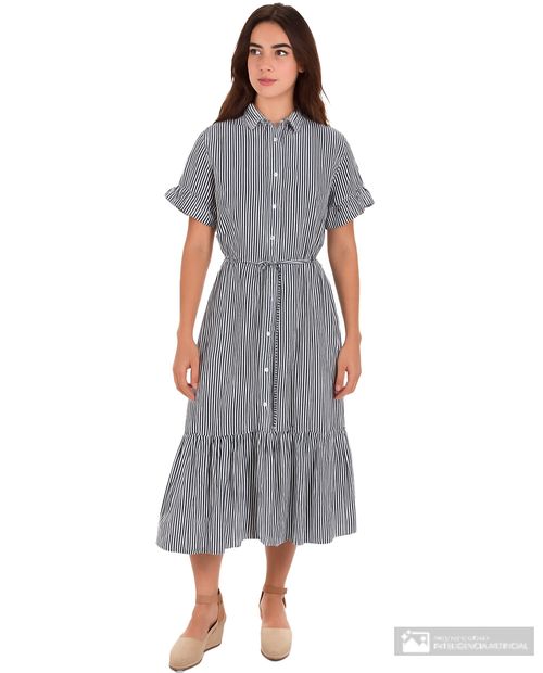 Vestido Sabrina shirt dress rayado manga corta para mujer