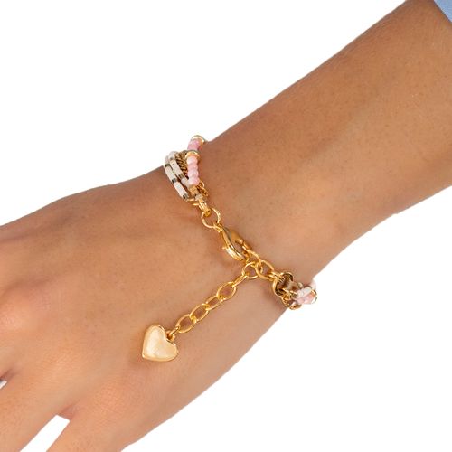 Pulsera set de corazón en tonos pasteles para mujer