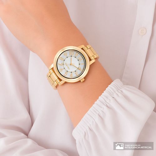 Reloj Nine West análogo de metal color dorado para mujer
