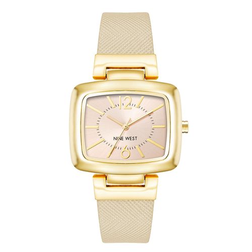 Reloj Nine West análogo de cuero beige para mujer