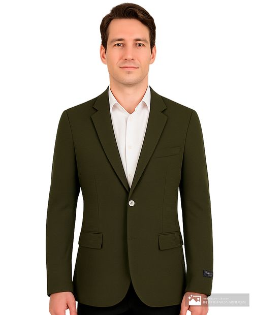 Blazer texturizado verde oliva de corte entallado inesperado para hombre