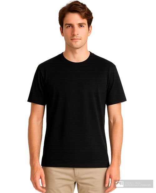 Camiseta negra de mezclilla texturizada con flores para hombre