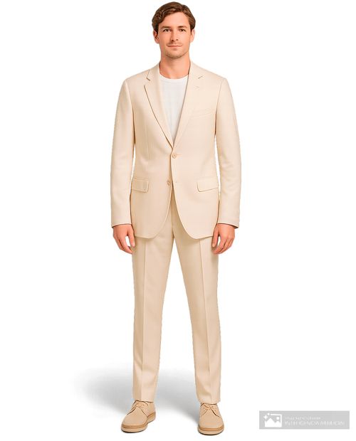 Traje Unexpected slim fit beige sólido para hombre
