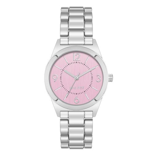 Reloj Nine West análogo de metal plateado para mujer