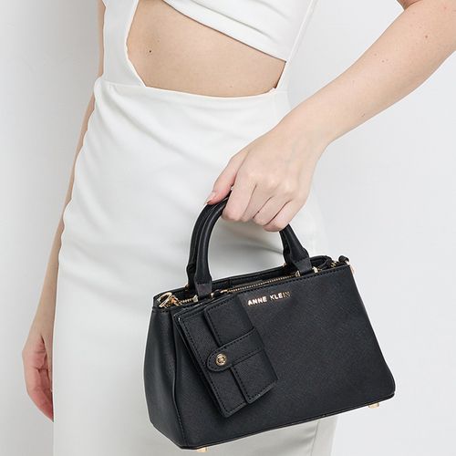 Cartera satchel Anne Klein color negro para mujer