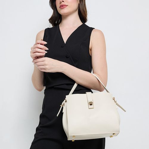 Cartera satchel Anne Klein color blanco para mujer