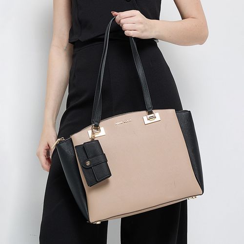 Cartera satchel Anne Klein color café para mujer
