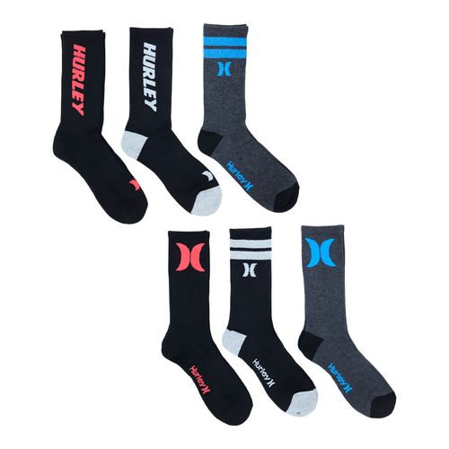 Pack de 6 pares de calcetines crew Hurley multicolor para hombre