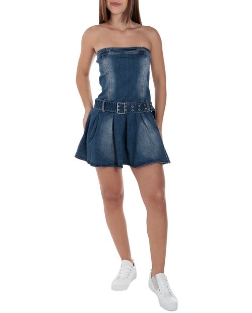 Vestido Love Tree bodycon azul strapless para mujer