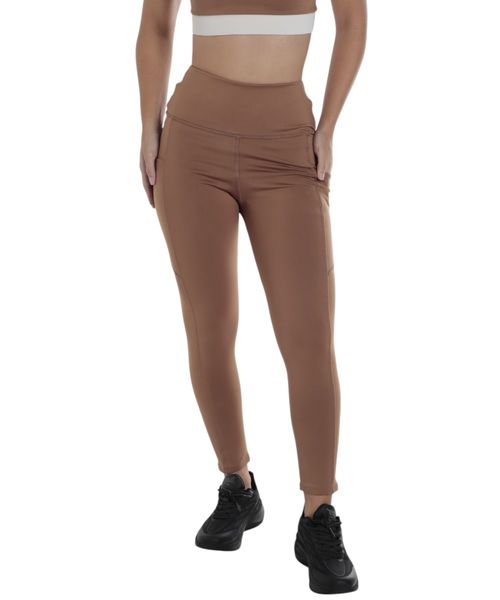 Leggings deportivo Teammate café sólido para mujer