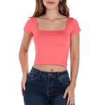 104750921-Blusa Orange crop top anaranjada manga corta para mujer