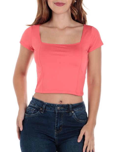 Blusa Orange crop top anaranjada manga corta para mujer
