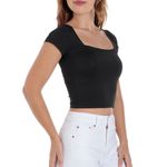 104750930-Blusa Orange crop top negra manga corta para mujer