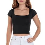 104750930-Blusa Orange crop top negra manga corta para mujer