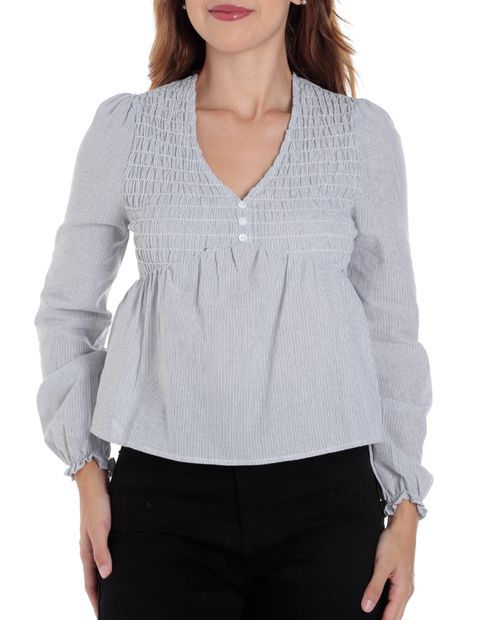Blusa Orange peplum rayada manga larga para mujer