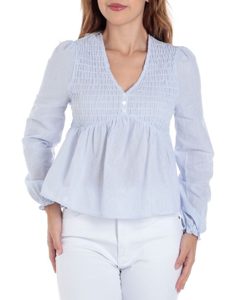 Blusa Orange peplum rayada manga larga para mujer