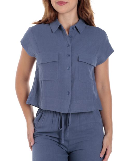 Blusa Unexpected camisera azul manga corta para mujer