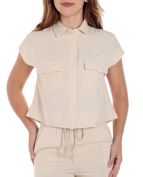 Blusa Unexpected camisera beige manga corta para mujer