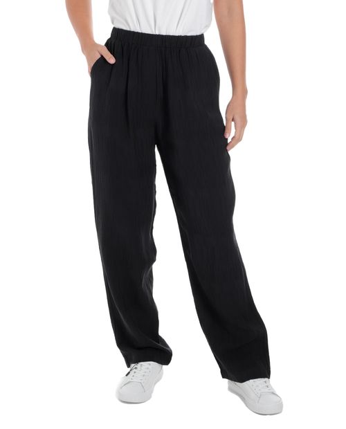 Pantalón Sabrina pull on negro de cintura alta para mujer