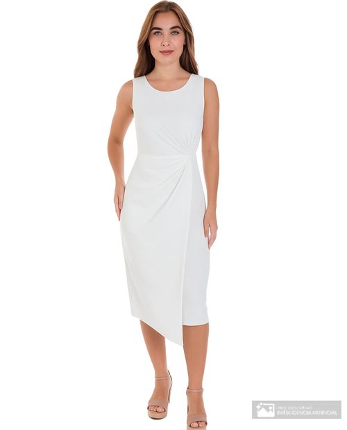 Vestido Connected Apparel midi blanco sin mangas para mujer
