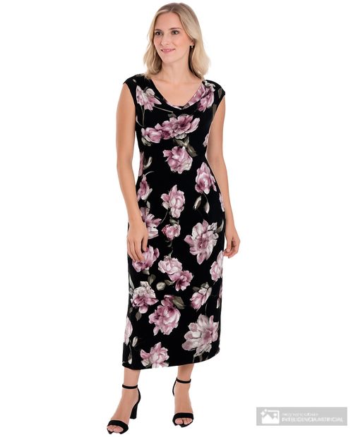 Vestido Connected Apparel midi estampado sin manga para mujer