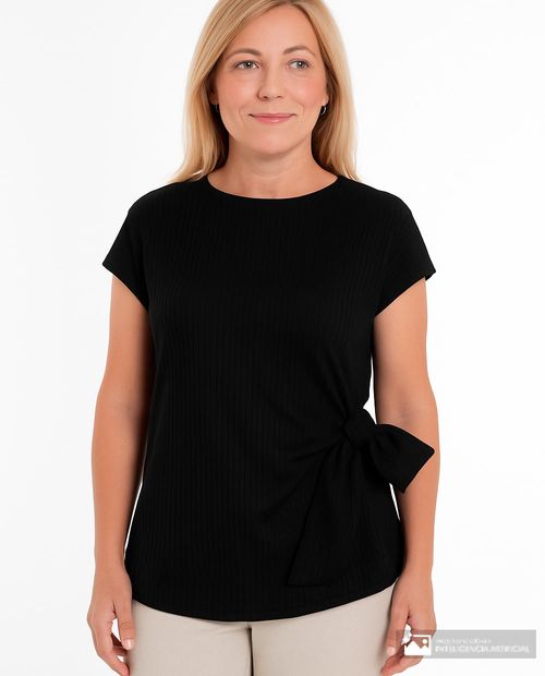 Blusa Sabrina casual negra manga corta para mujer